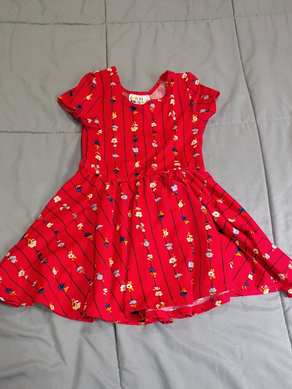 Dot Dot Smile Red Floral Stripe Fit & Flare Dress